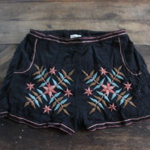 American Eagle Black Embroidered Shorts